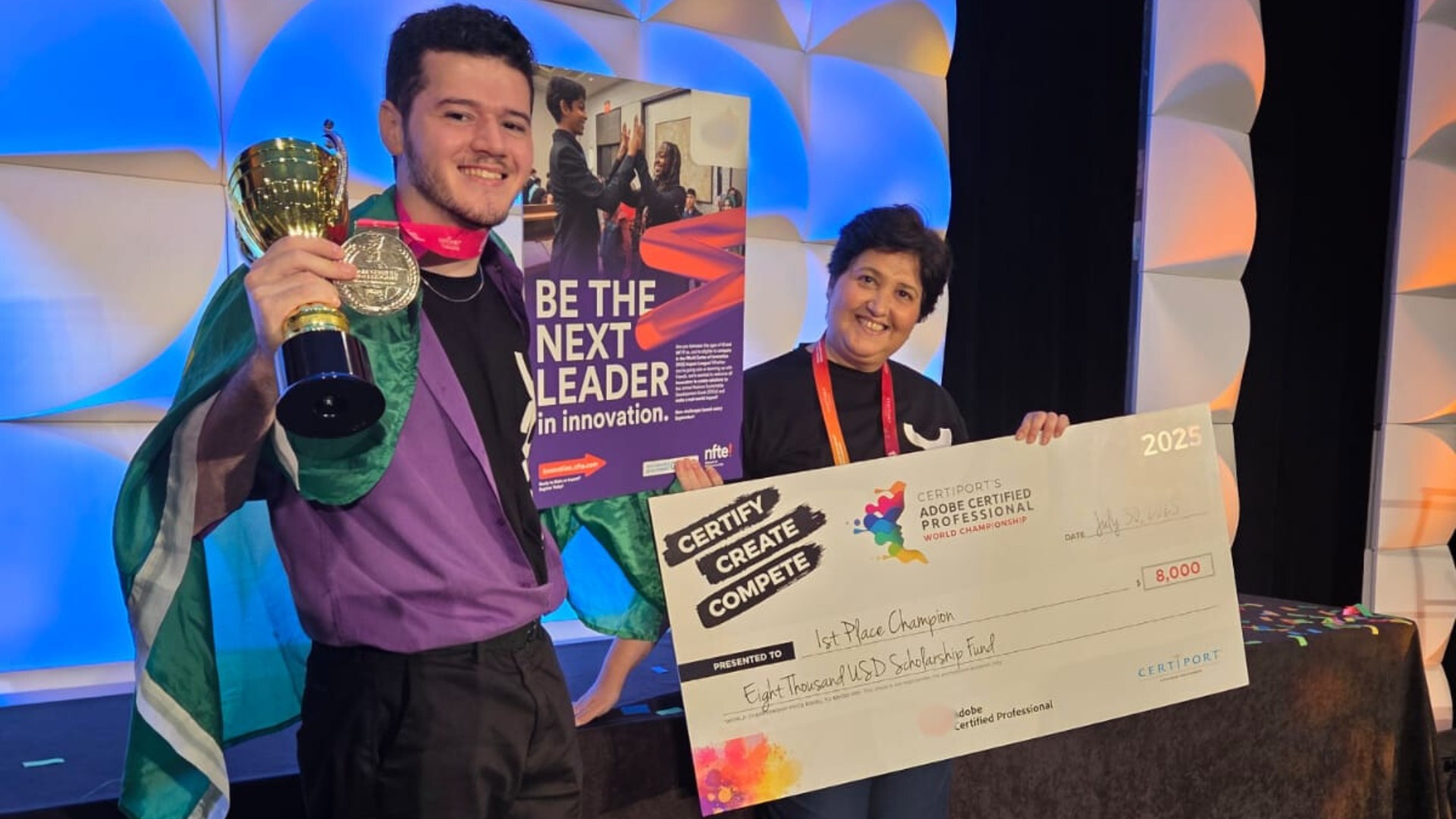 Estudante Thiago Mello conquista ouro no campeonato mundial da Adobe nos EUA — Foto: Arquivo Pessoal