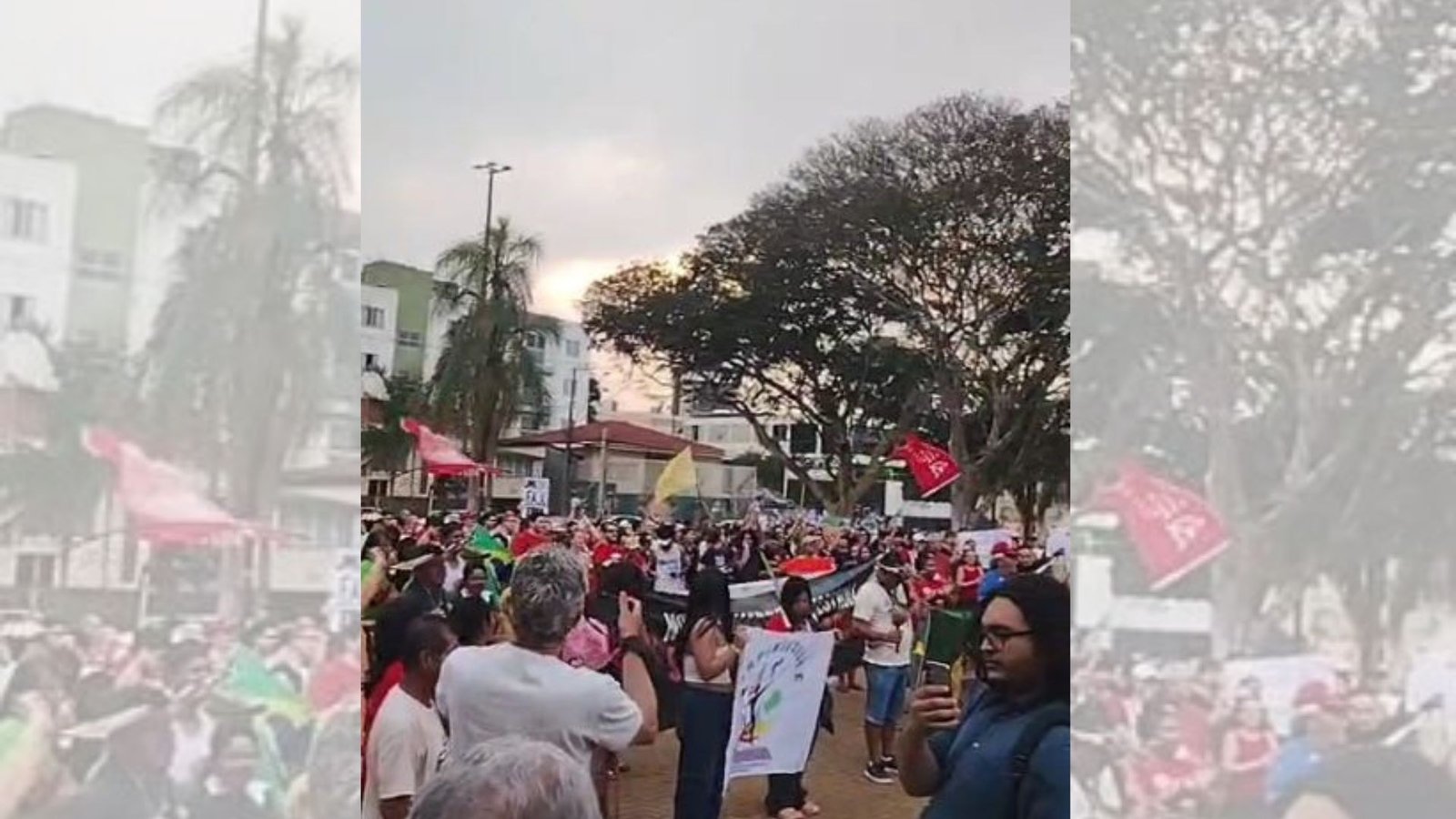 Foto: Manifestantes se concentraram no Parque Vitória Régia em Bauru — Foto: Eduardo Dragonite/ Arquivo pessoal/ G1