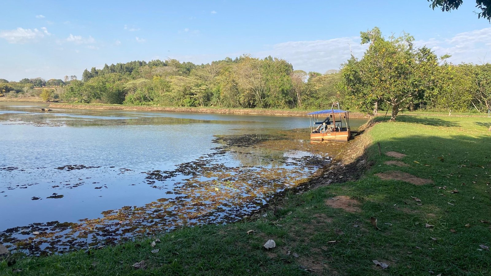 Lagoa de captação Rio Batalha em Bauru (SP) em agosto de 2025 — Foto: Andressa Lara/TV TEM/G1